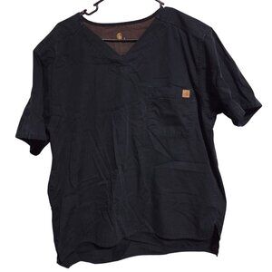 Carhartt Black Force Scrub Top Mens Size Large Short Sleeve V-Neck Work Uniform